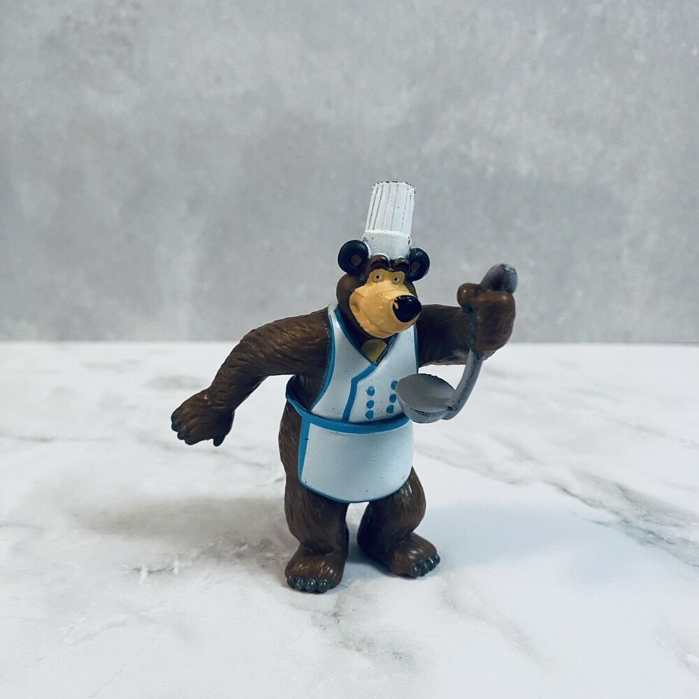 Masha And The Bear Masha Bear Chef  Action Figure Toy Doll PVC Cake Topper